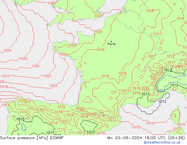 Yer basıncı ECMWF Pzt 03.06.2024 18 UTC