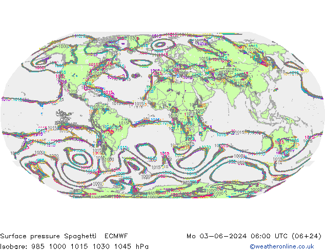 приземное давление Spaghetti ECMWF пн 03.06.2024 06 UTC