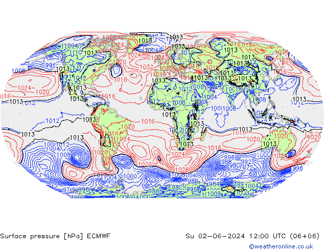 地面气压 ECMWF 星期日 02.06.2024 12 UTC