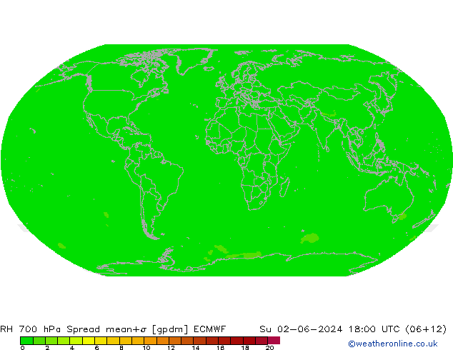 Humedad rel. 700hPa Spread ECMWF dom 02.06.2024 18 UTC