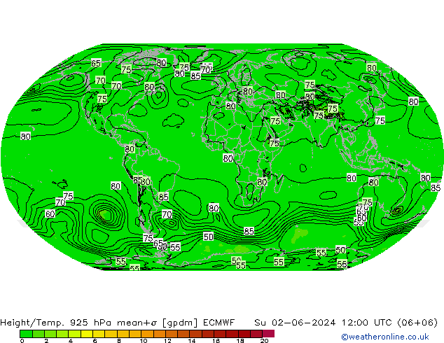 Height/Temp. 925 hPa ECMWF Su 02.06.2024 12 UTC