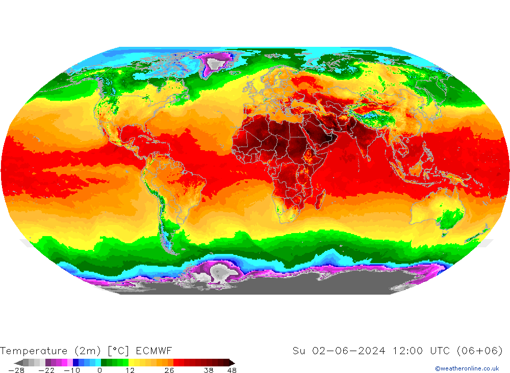 温度图 ECMWF 星期日 02.06.2024 12 UTC