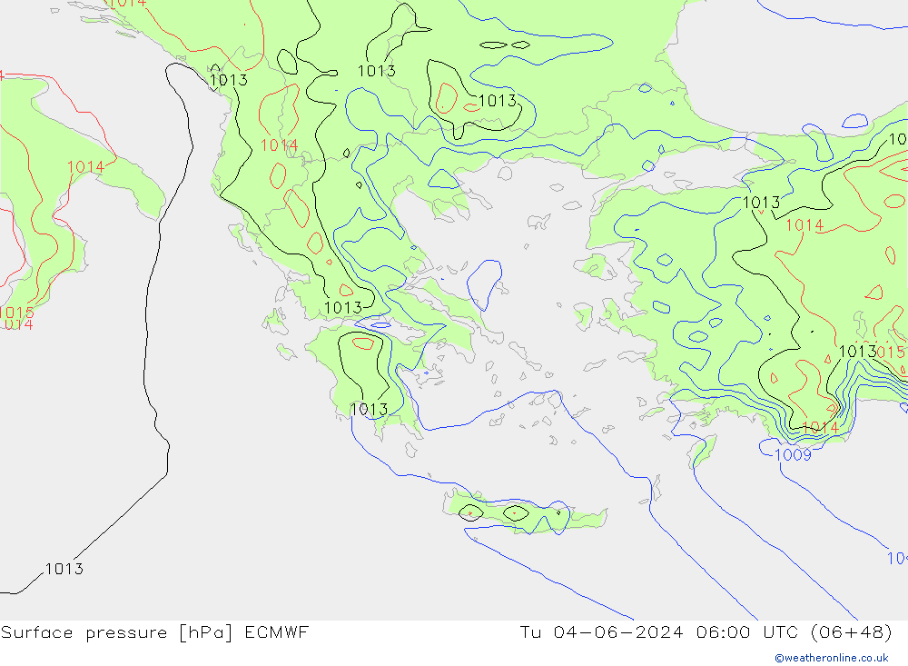 Pressione al suolo ECMWF mar 04.06.2024 06 UTC