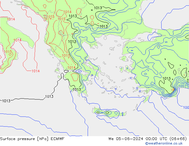 Surface pressure ECMWF We 05.06.2024 00 UTC