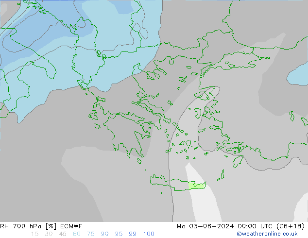 RH 700 hPa ECMWF Po 03.06.2024 00 UTC