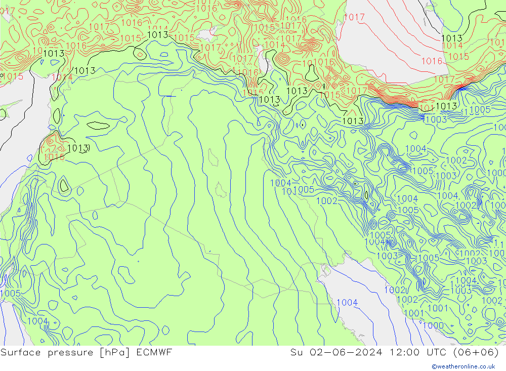 Yer basıncı ECMWF Paz 02.06.2024 12 UTC