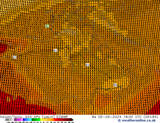 Height/Temp. 925 гПа ECMWF ср 05.06.2024 18 UTC