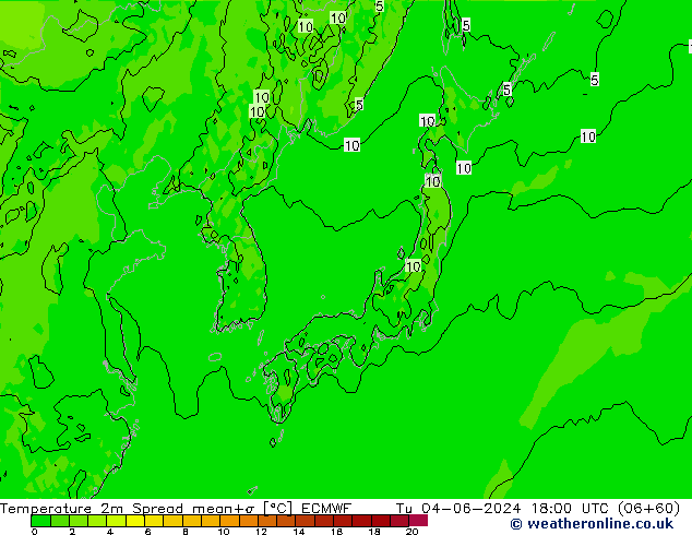 Temperatura 2m Spread ECMWF mar 04.06.2024 18 UTC