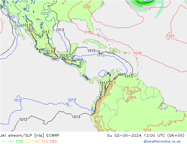 Jet Akımları/SLP ECMWF Paz 02.06.2024 12 UTC