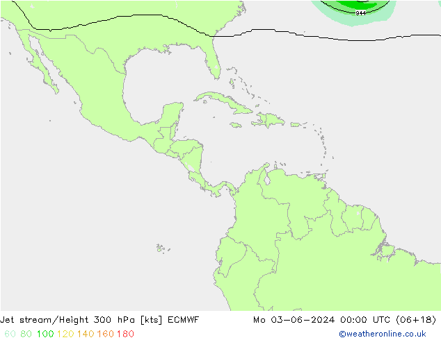 Corriente en chorro ECMWF lun 03.06.2024 00 UTC