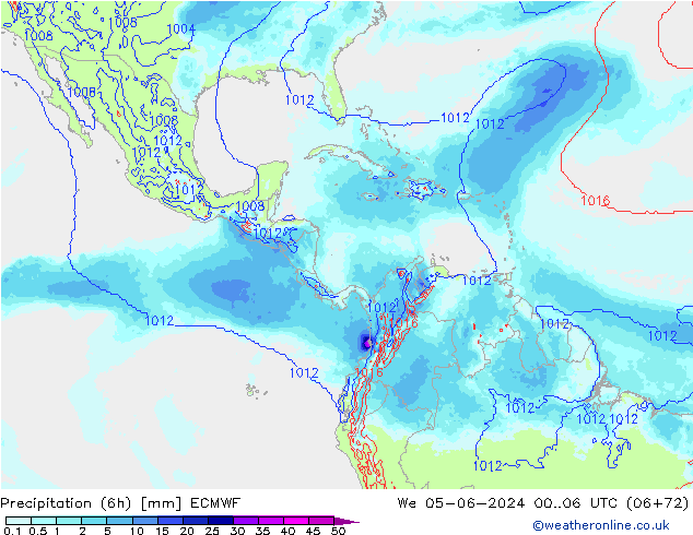Precipitazione (6h) ECMWF mer 05.06.2024 06 UTC