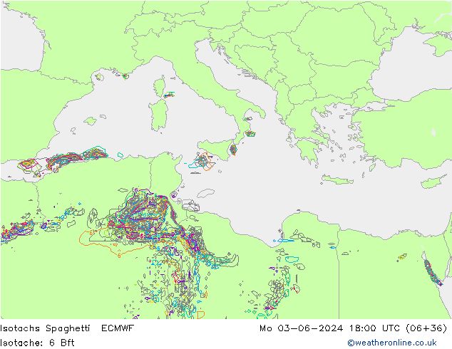 Isotachs Spaghetti ECMWF Seg 03.06.2024 18 UTC