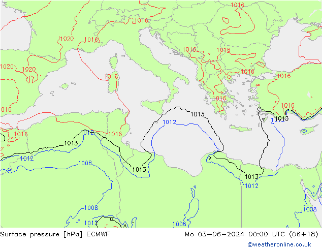 Luchtdruk (Grond) ECMWF ma 03.06.2024 00 UTC