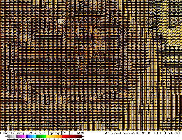 Height/Temp. 700 hPa ECMWF Seg 03.06.2024 06 UTC