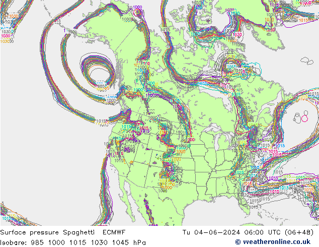 Yer basıncı Spaghetti ECMWF Sa 04.06.2024 06 UTC