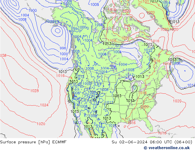 地面气压 ECMWF 星期日 02.06.2024 06 UTC