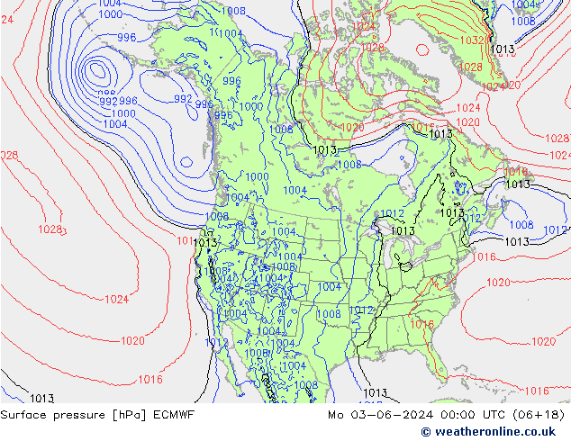 Presión superficial ECMWF lun 03.06.2024 00 UTC