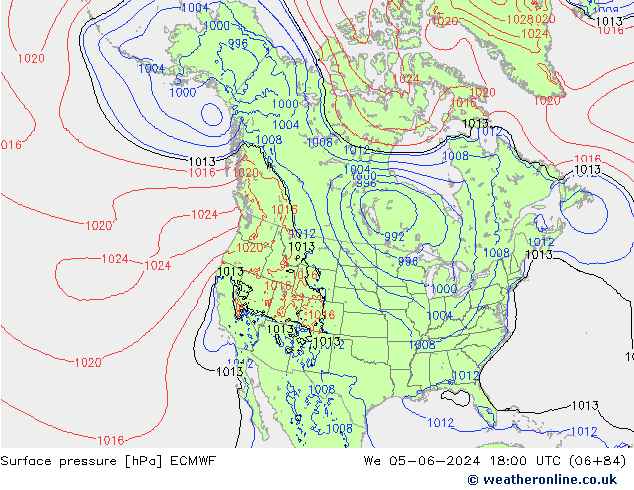 Pressione al suolo ECMWF mer 05.06.2024 18 UTC