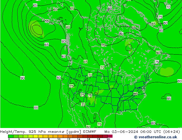 Height/Temp. 925 hPa ECMWF Mo 03.06.2024 06 UTC