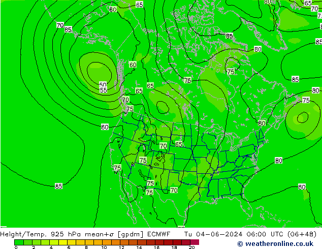 Yükseklik/Sıc. 925 hPa ECMWF Sa 04.06.2024 06 UTC