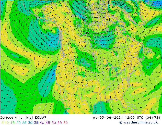 Viento 10 m ECMWF mié 05.06.2024 12 UTC