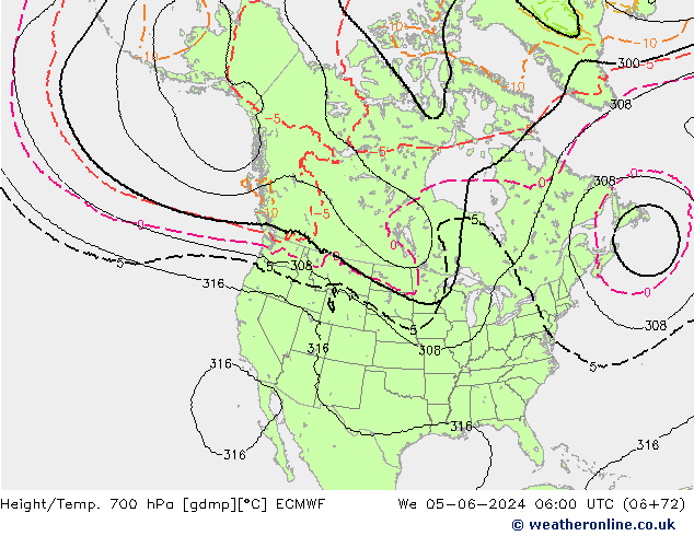 Height/Temp. 700 гПа ECMWF ср 05.06.2024 06 UTC