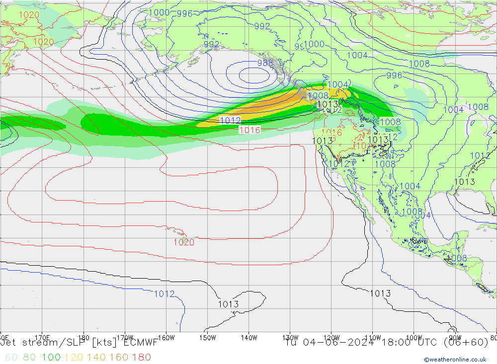 Jet Akımları/SLP ECMWF Sa 04.06.2024 18 UTC