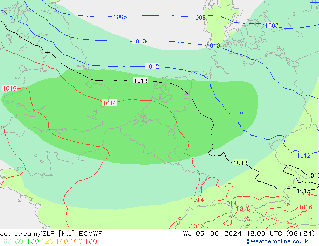 Jet stream ECMWF Qua 05.06.2024 18 UTC