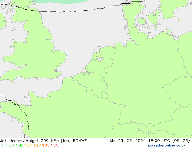 Corriente en chorro ECMWF lun 03.06.2024 18 UTC