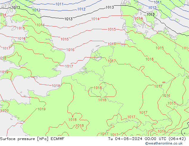 Presión superficial ECMWF mar 04.06.2024 00 UTC
