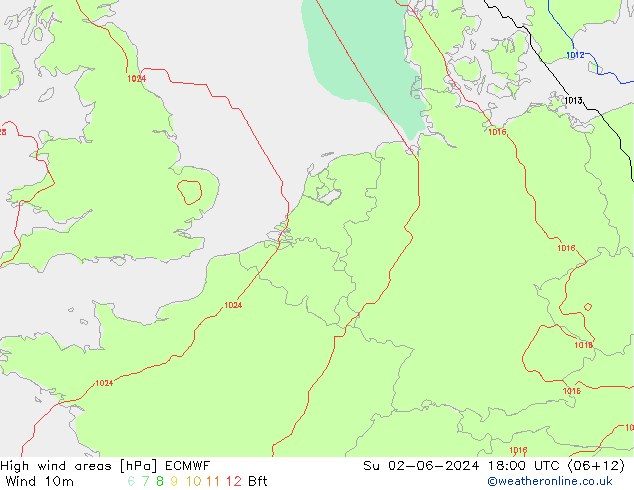 High wind areas ECMWF dom 02.06.2024 18 UTC