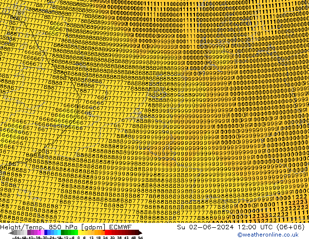 Height/Temp. 850 hPa ECMWF nie. 02.06.2024 12 UTC