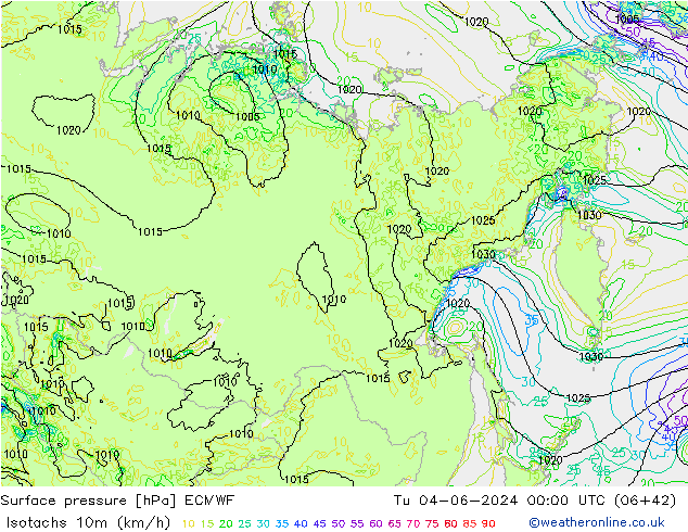 Isotachs (kph) ECMWF Ter 04.06.2024 00 UTC