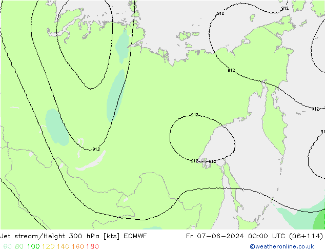 Straalstroom ECMWF vr 07.06.2024 00 UTC