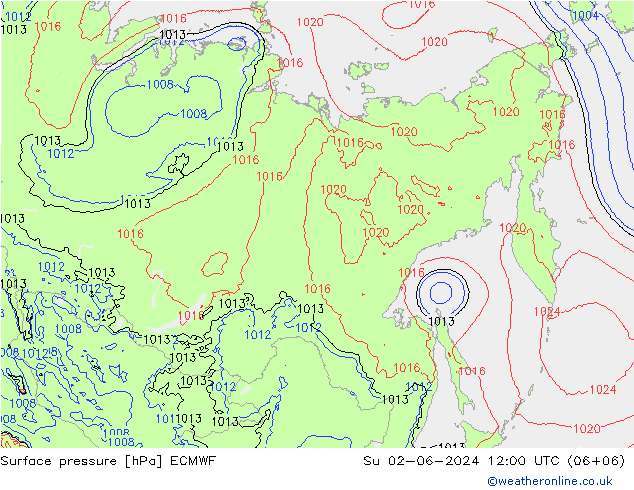 Surface pressure ECMWF Su 02.06.2024 12 UTC