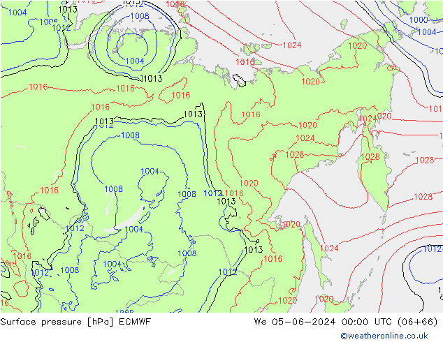 Surface pressure ECMWF We 05.06.2024 00 UTC