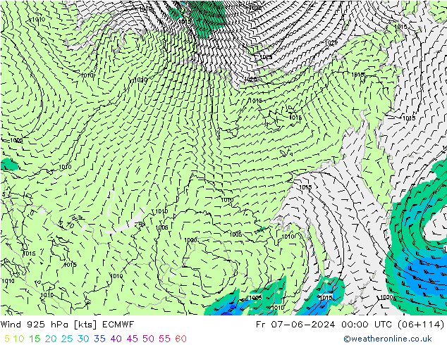 Wind 925 hPa ECMWF vr 07.06.2024 00 UTC