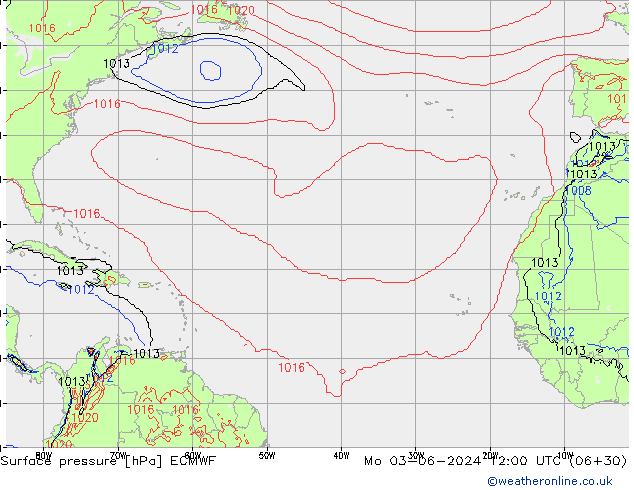 Surface pressure ECMWF Mo 03.06.2024 12 UTC