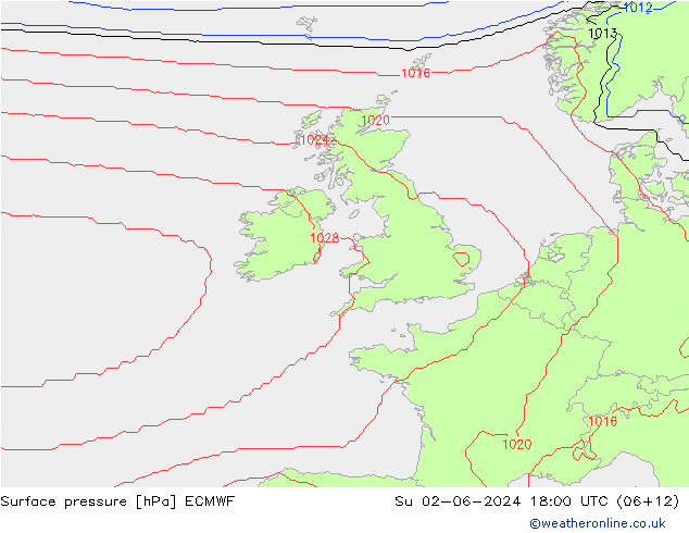 Pressione al suolo ECMWF dom 02.06.2024 18 UTC