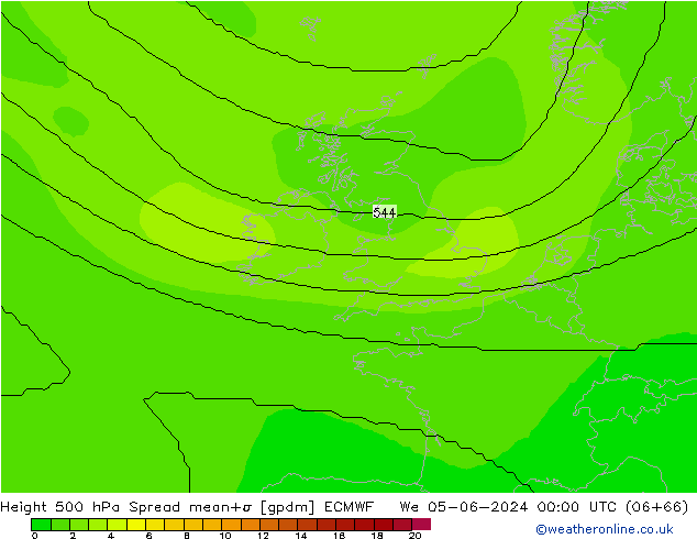 Height 500 hPa Spread ECMWF  05.06.2024 00 UTC