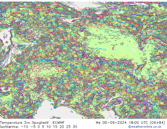 Temperatuurkaart Spaghetti ECMWF wo 05.06.2024 18 UTC