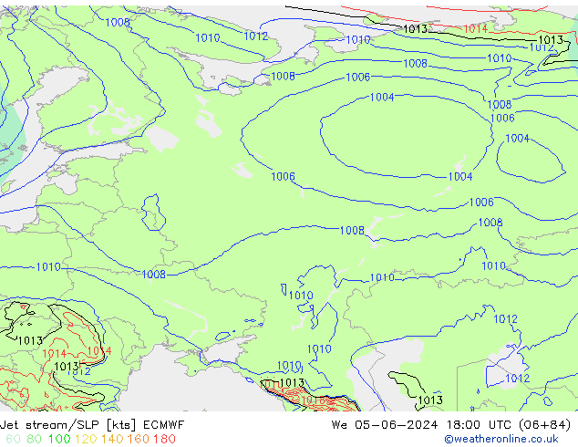 Straalstroom/SLP ECMWF wo 05.06.2024 18 UTC