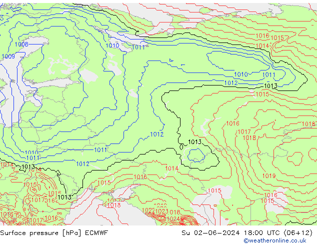 Surface pressure ECMWF Su 02.06.2024 18 UTC