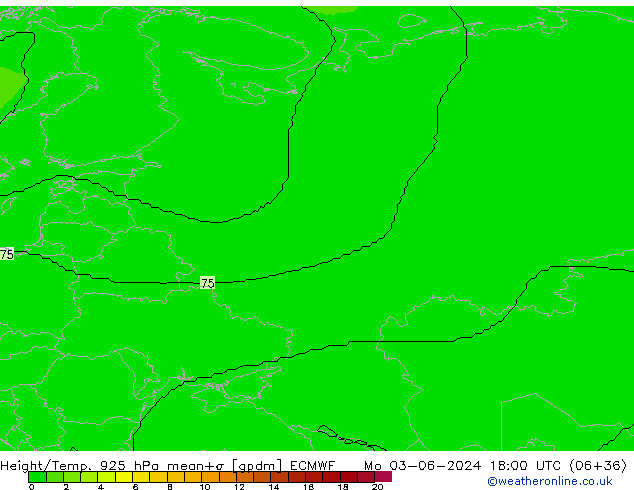 Height/Temp. 925 гПа ECMWF пн 03.06.2024 18 UTC