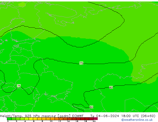 Yükseklik/Sıc. 925 hPa ECMWF Sa 04.06.2024 18 UTC
