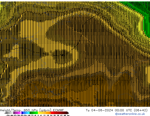 Height/Temp. 850 hPa ECMWF Di 04.06.2024 00 UTC