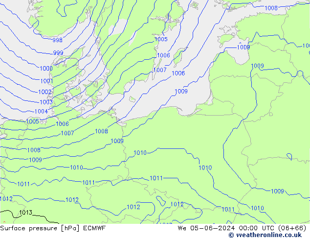 Surface pressure ECMWF We 05.06.2024 00 UTC