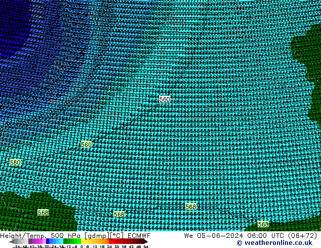 Height/Temp. 500 hPa ECMWF We 05.06.2024 06 UTC