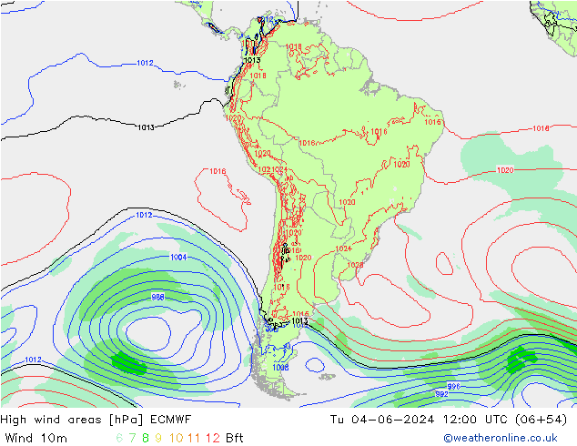 High wind areas ECMWF Tu 04.06.2024 12 UTC