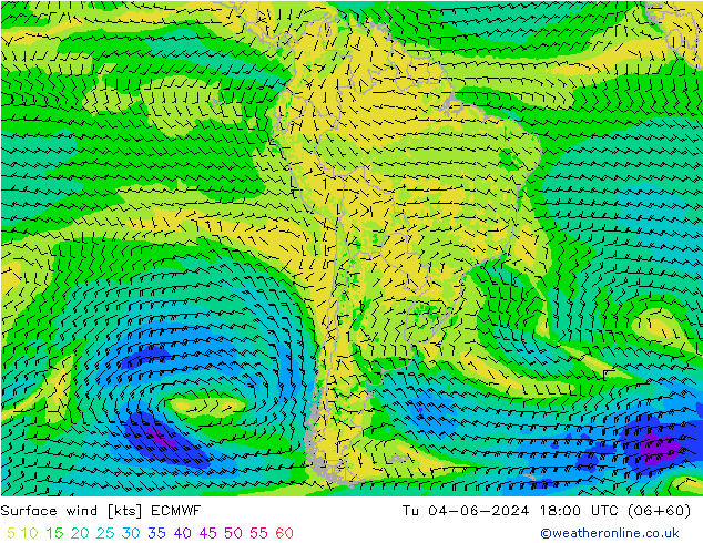 Rüzgar 10 m ECMWF Sa 04.06.2024 18 UTC